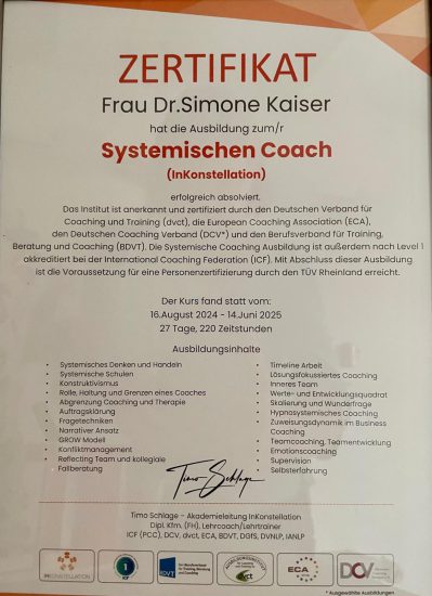 Systemischer Coach Zertifikat